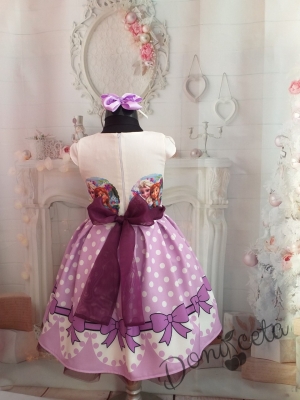 Официална детска рокля с Анна и Елза в лилаво