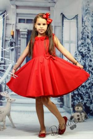 Червена памучна рокля с болерце