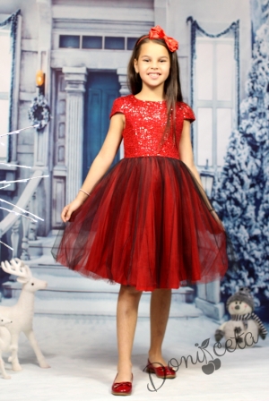 Официална детска рокля в червено