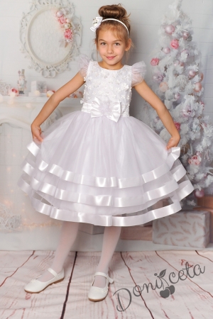 Официална детска рокля в бяло 