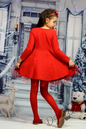 Червена зимна рокличка за момиче