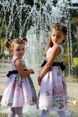 Официална детска рокля на цветя в лилаво с болеро