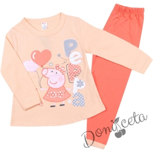 Детска пижама в прасковено с картинка на прасето Пепа