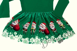 Коледна рокличка в зелено с весел Дядо Коледа