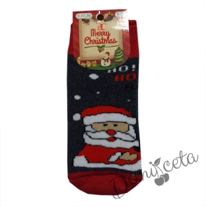 Детски термо коледни чорапки в тъмносиво с Дядо Коледа