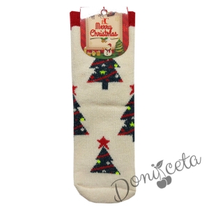 Коледни детски термо чорапки с елхички