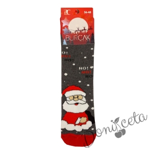 Коледни детски термо чорапи с Дядо Коледа в сиво