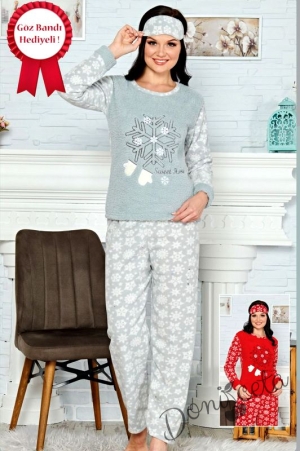 Дамска пижама в сиво със снежинка