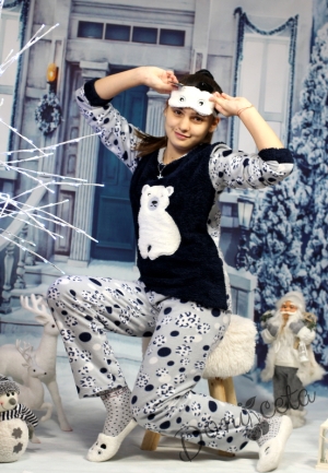 Коледна пижама с еленче в тъмносиньо