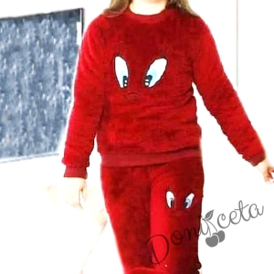 Детска пижама в червено с апликация