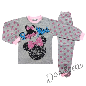 Детска пижама за момиче в сиво и розово с Мини Маус