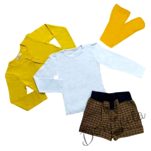 Комплект от детска блуза, къси панталони, болеро и чорапогащник