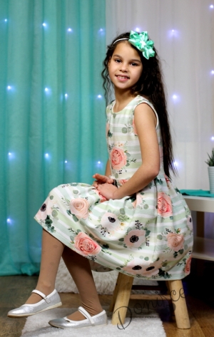 Официална или ежедневна детска рокля на цветя с болеро в бяло