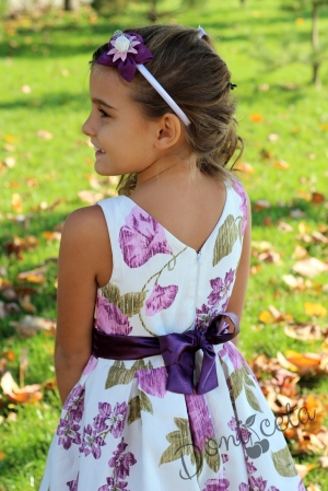 Официална детска рокля  в лилаво с цветя