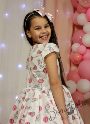 Розова детска рокля с бонбони