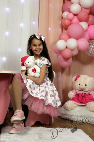 Официална детска рокля в розово с бонбони и близалки