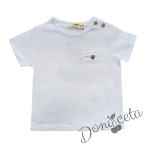 Детска тениска за момче в бяло