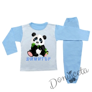 Детска/бебешка пижама с име и картинка на панда и име