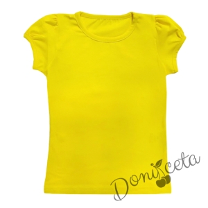 Изчистена детска тениска с къс ръкав в жълто
