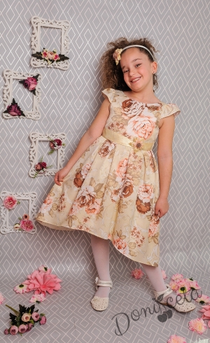 Официална детска рокля на цветя с коланче 260-241КБ