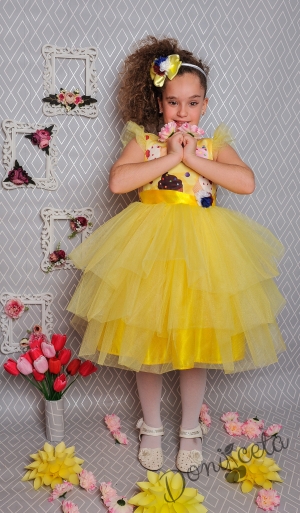 Официална детска рокля с кексчета и тюл на пластове 57293/288-255 К