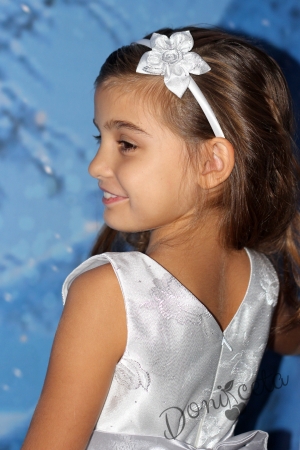 Официална детска рокля в сребристо с болеро сребърни рози  Ради