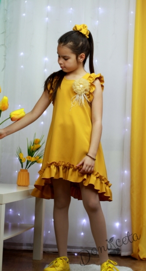 Лятна детска рокля в горчица