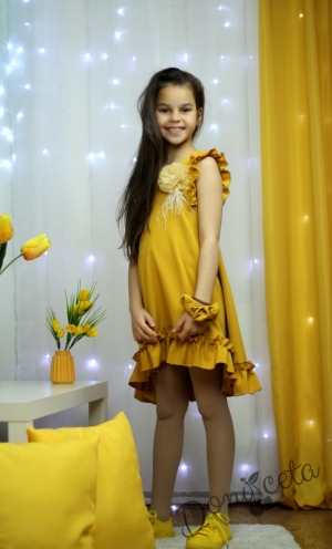 Детска рокля Доницета в горчица
