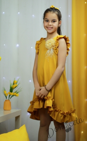 Детска рокля в цвят горчица