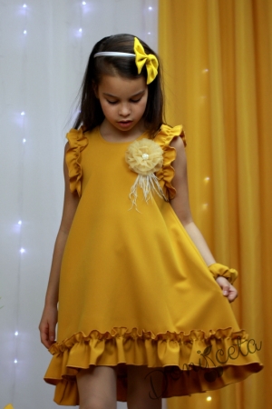 Детска рокля момиче горчица