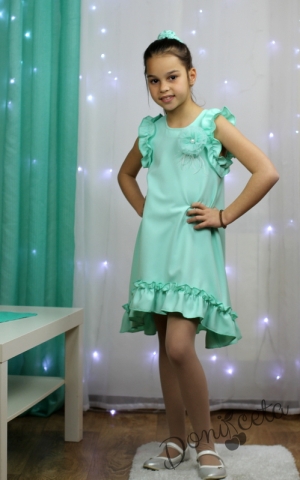 Официална детска рокличка в цвят мента