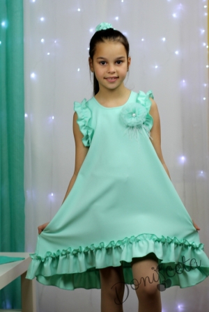 Детска рокля в ментов цвят