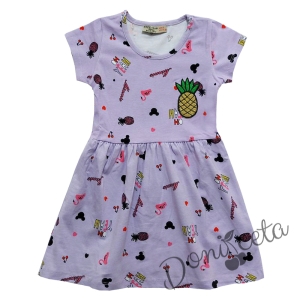 Детска лятна рокля в лилаво с ананаси 957444