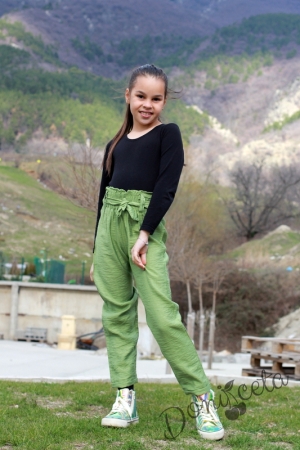 Панталон за момиче в зелено