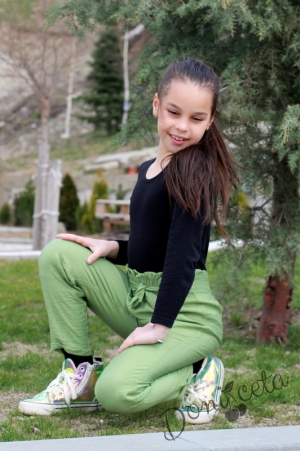 Детски панталон момиче зелен