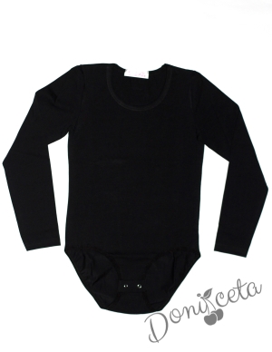 Детско боди с дълъг ръкав в черно