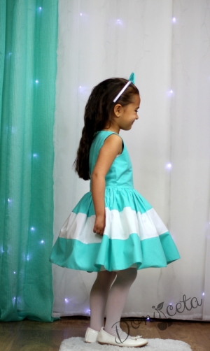 Официална детска рокля в тюркоаз/мента с 3D пеперуди