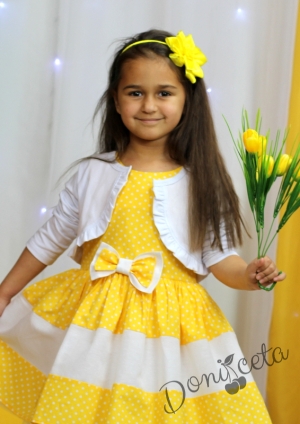 Официална детска рокля в жълто с болеро