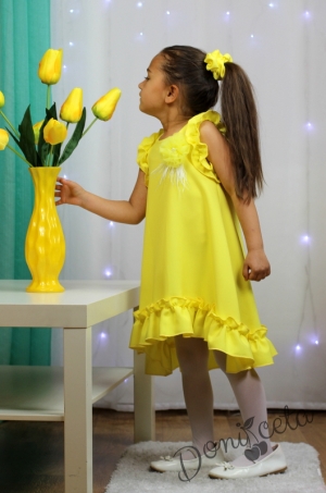 Официална или ежедневна детска рокля в жълто с къдрички