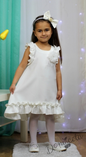 Официална /ежедневна детска рокля в екрю с къдрички