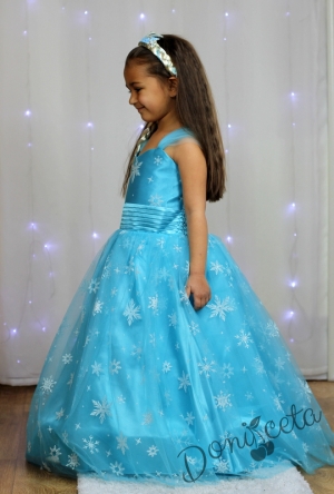 Дълга детска рокля  в синьо
