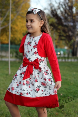  Официална или ежедневна рокля с болеро в червено и диадема