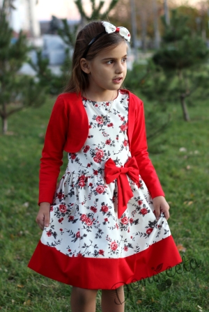  Официална или ежедневна рокля с болеро в червено и диадема