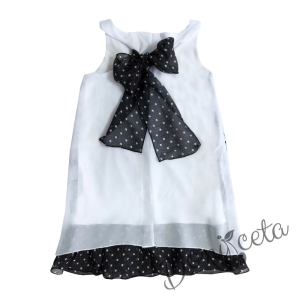 Детска лятна рокля в бяло с Париж и черни точки 453143