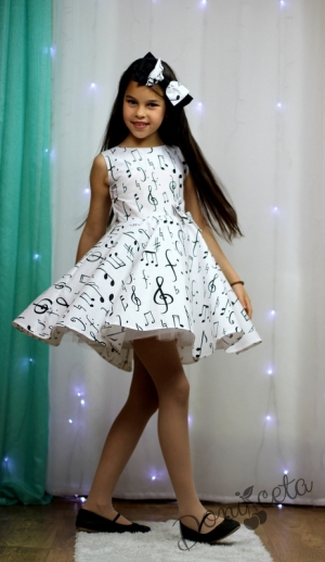 Детска памучна рокля с ноти