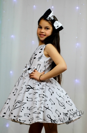 Памучна детска рокля с ноти