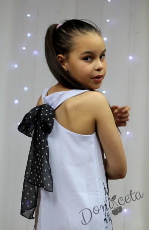 Детска лятна рокля в бяло с Париж и черни точки 453143