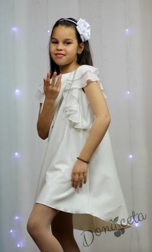 Детска лятна рокля в бяло с аксесоар Контраст