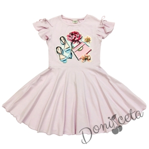 Детска рокля Contrast с къс ръкав в лилаво 746663