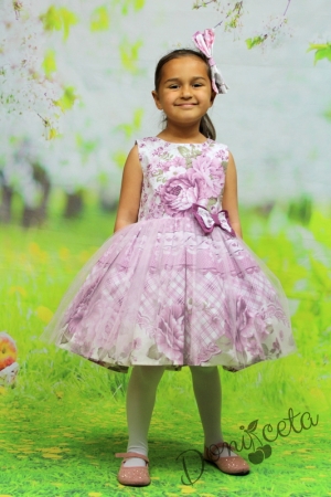 Официална детска рокличка в лилаво с цветя